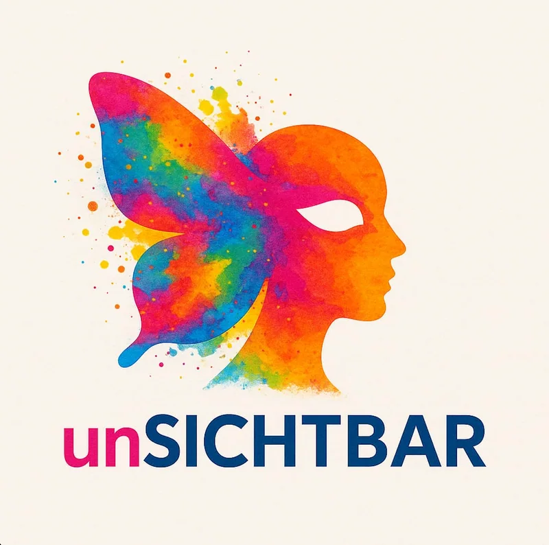 Projektlogo unSICHTBAR mit mehrfarbiger Silhouette